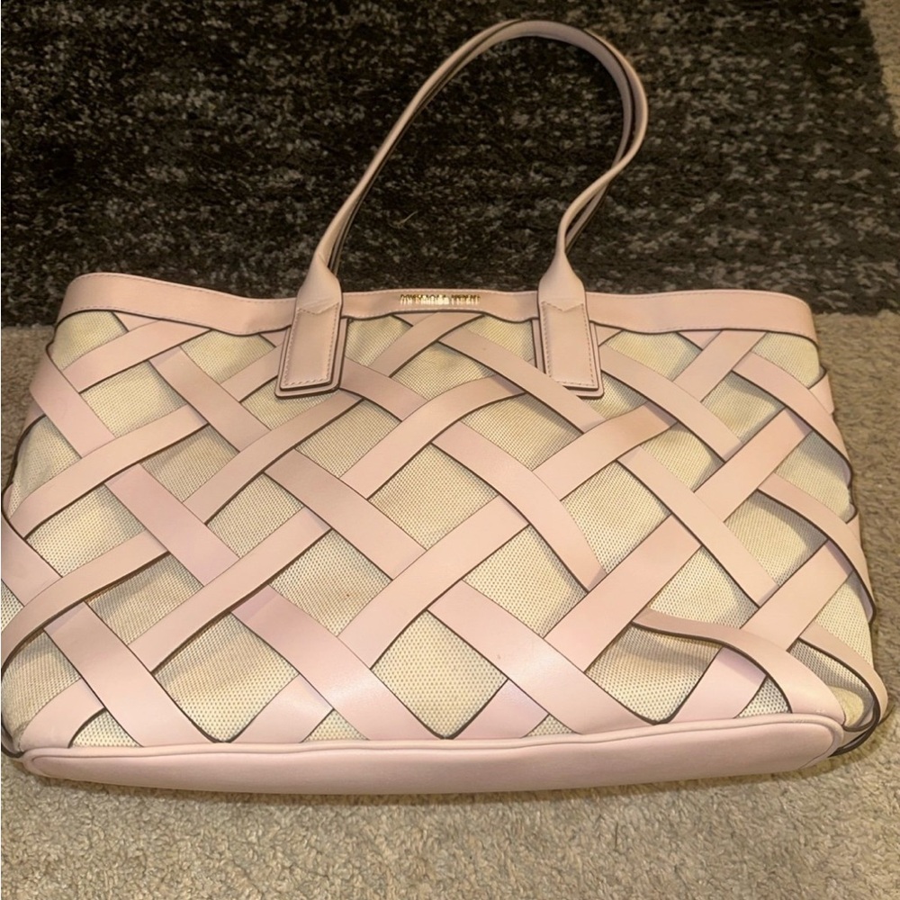 Michael Kors Pink and Cream Woven Tote